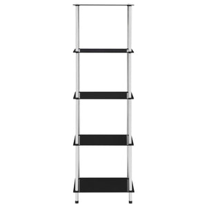 vidaXL 5-Tier Shelf Black 40x40x130 cm Tempered Glass