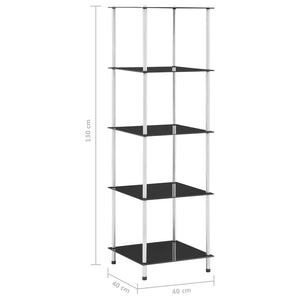 vidaXL 5-Tier Shelf Black 40x40x130 cm Tempered Glass