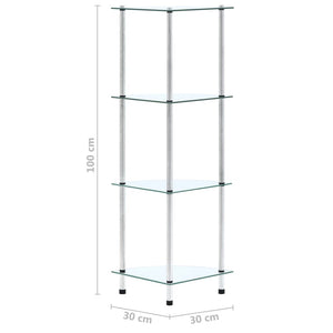 vidaXL 4-Tier Shelf Transparent 30x30x100 cm Tempered Glass