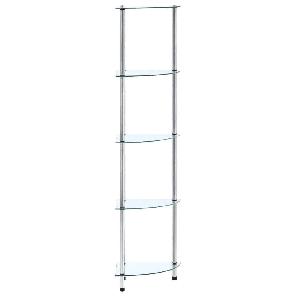 vidaXL 5-Tier Shelf Transparent 30x30x130 cm Tempered Glass