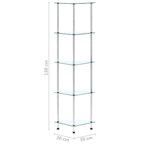 vidaXL 5-Tier Shelf Transparent 30x30x130 cm Tempered Glass