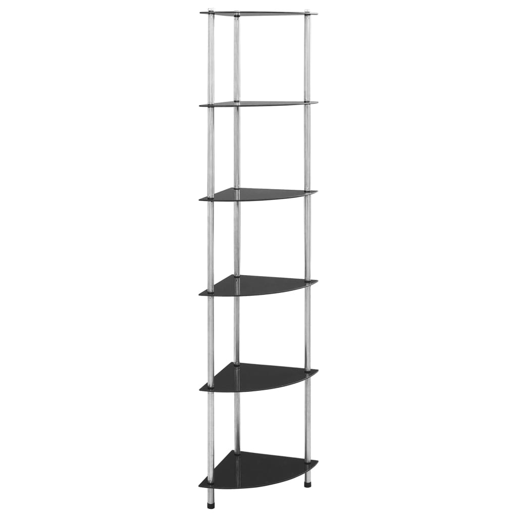 vidaXL 6-Tier Shelf Black 30x30x160 cm Tempered Glass