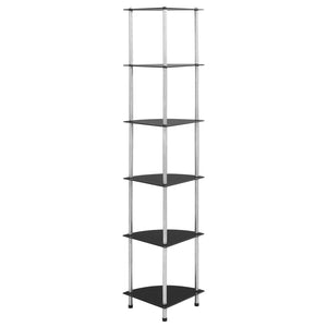 vidaXL 6-Tier Shelf Black 30x30x160 cm Tempered Glass