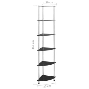 vidaXL 6-Tier Shelf Black 30x30x160 cm Tempered Glass