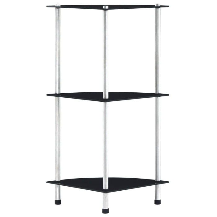 vidaXL 3-Tier Shelf Black 30x30x67 cm Tempered Glass