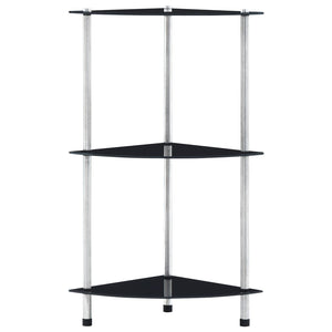 vidaXL 3-Tier Shelf Black 30x30x67 cm Tempered Glass