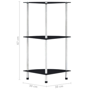 vidaXL 3-Tier Shelf Black 30x30x67 cm Tempered Glass