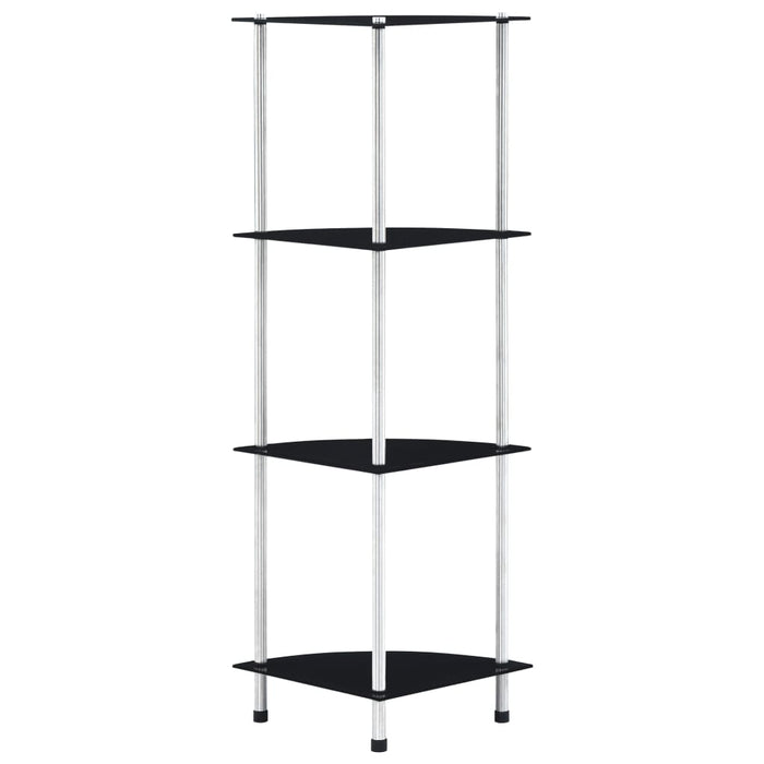 vidaXL 4-Tier Shelf Black 30x30x100 cm Tempered Glass