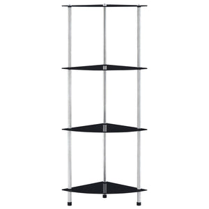 vidaXL 4-Tier Shelf Black 30x30x100 cm Tempered Glass