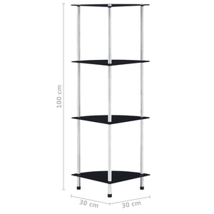 vidaXL 4-Tier Shelf Black 30x30x100 cm Tempered Glass