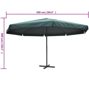 vidaXL Parasol Green Aluminium 500 cm