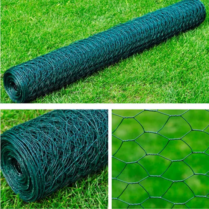 vidaXL Mesh Fence Steel Hexagon 1x25 m Dark Green