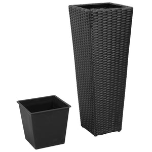 vidaXL Garden Raised Beds 3 pcs Poly Rattan Black