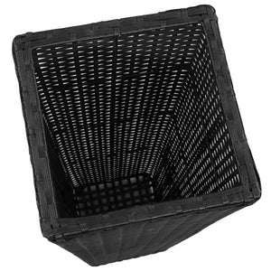 vidaXL Garden Raised Beds 3 pcs Poly Rattan Black