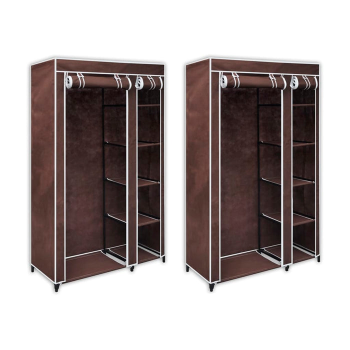 vidaXL Fabric Wardrobes 2 pcs Brown