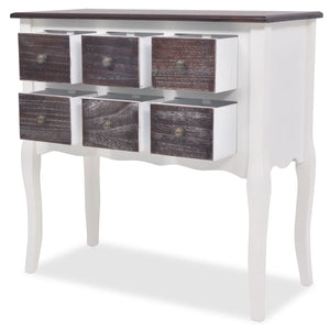 vidaXL Console Cabinet 6 Drawers Brown and White Wood