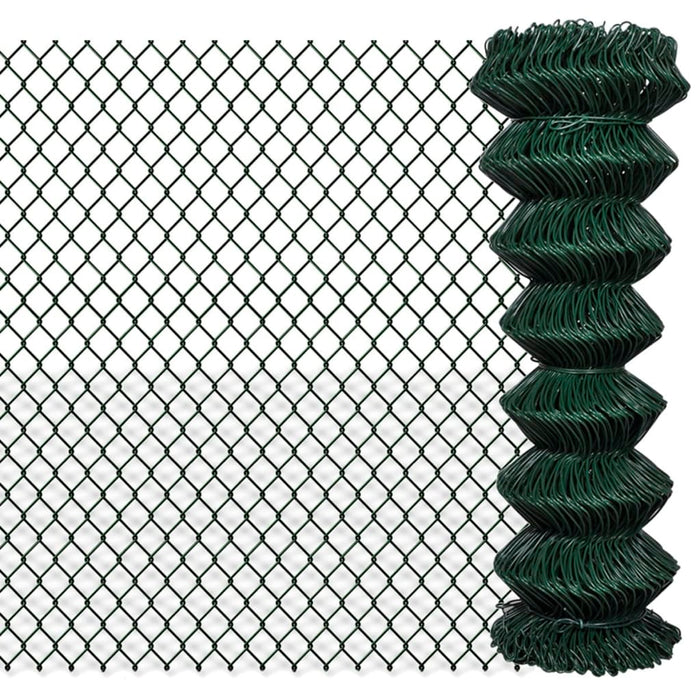 vidaXL Chain Link Fence Steel 1,25x15 m Green