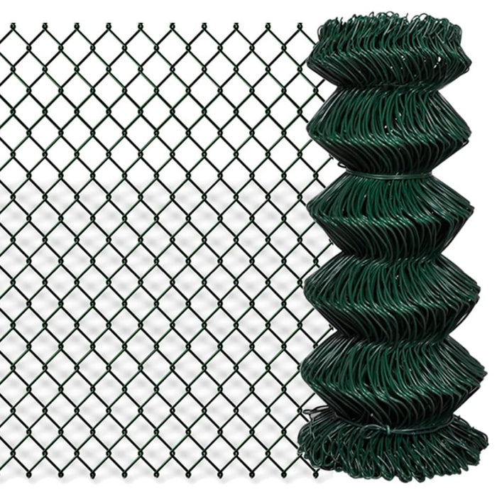 vidaXL Chain Link Fence Steel 0,8x25 m Green