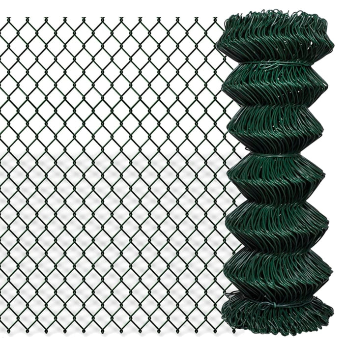 vidaXL Chain Link Fence Steel 1x25 m Green