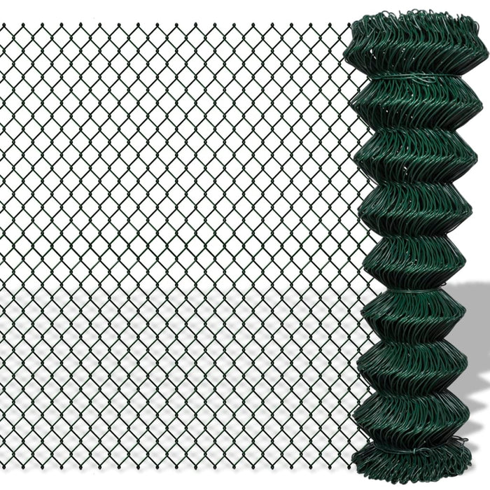 vidaXL Chain Link Fence Steel 1,5x25 m Green