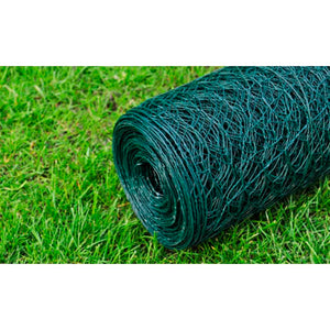 vidaXL Chicken Wire Fence with PVC Coating 25x0.75 m Green