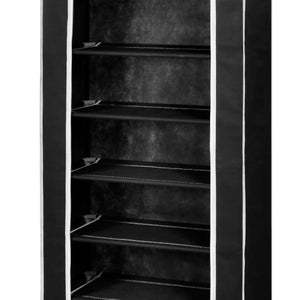 Fabric Shoe Cabinet with Cover 162 x 57 x 29 cm Black