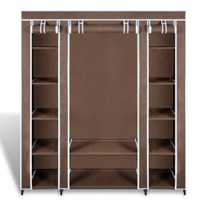 vidaXL Fabric Wardrobe with Compartments and Rods 45x150x176 cm Brown