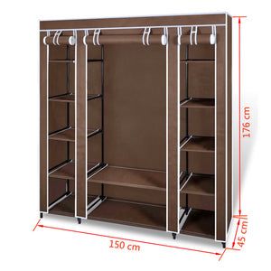 vidaXL Fabric Wardrobe with Compartments and Rods 45x150x176 cm Brown