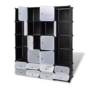 vidaXL Modular Cabinet 18 Compartments Black and White 37x146x180.5 cm