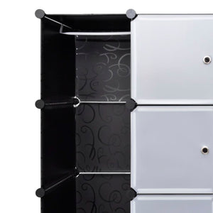 vidaXL Modular Cabinet 18 Compartments Black and White 37x146x180.5 cm