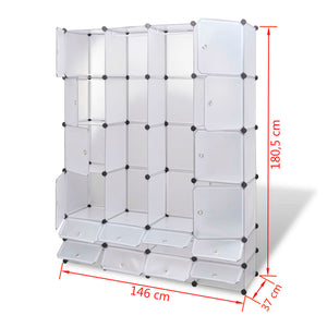 vidaXL Modular Cabinet 18 Compartments White 37x146x180.5 cm