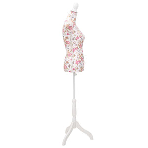 Ladies Bust Display Mannequin Cotton White With Rose