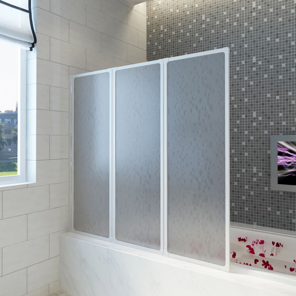 Shower Bath Screen Wall 141 x 132 cm 3 Panels Foldable