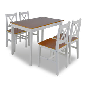 vidaXL 5 Piece Dining Set Brown and White