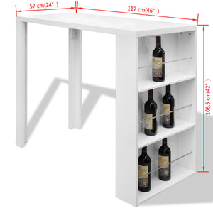 vidaXL Bar Table MDF with Wine Rack High Gloss White