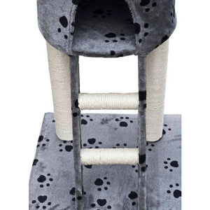 vidaXL Cat Tree Deluxe 230-260 cm Grey with Paw Prints