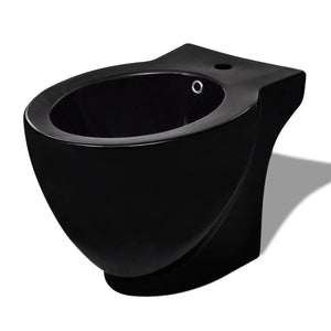 Stand Toilet & Bidet Set Black Ceramic