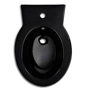 Stand Toilet & Bidet Set Black Ceramic