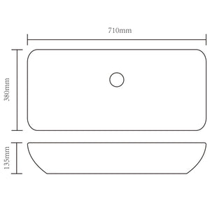 Luxury Ceramic Basin Rectangular Sink White 71 x 39 cm