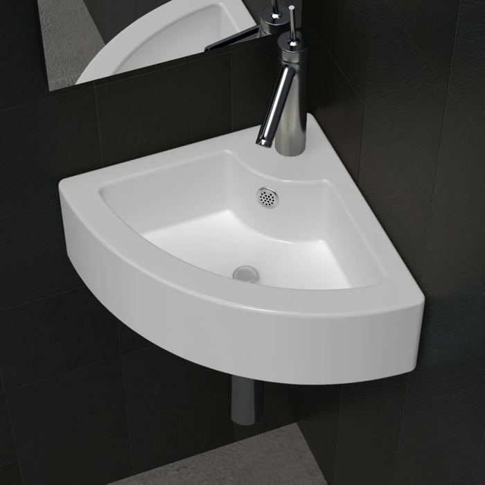 vidaXL Wash Basin with Overflow 45x32x12.5 cm White