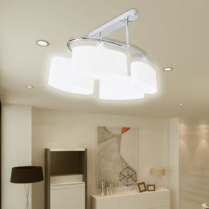 Ceiling Lamp with Ellipsoid Glass Shades for 4 E14 Bulbs