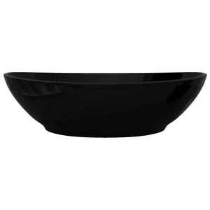 vidaXL Luxury Ceramic Basin Oval-shaped Sink Black 40 x 33 cm