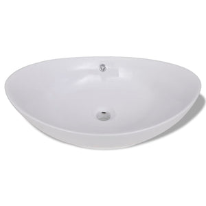 Luxury Ceramic Basin Oval with Overflow 59 x 38,5 cm