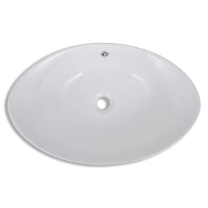 Luxury Ceramic Basin Oval with Overflow 59 x 38,5 cm