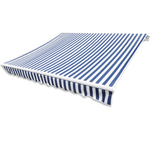 vidaXL Awning Top Sunshade Canvas Blue & White 4 x 3 m