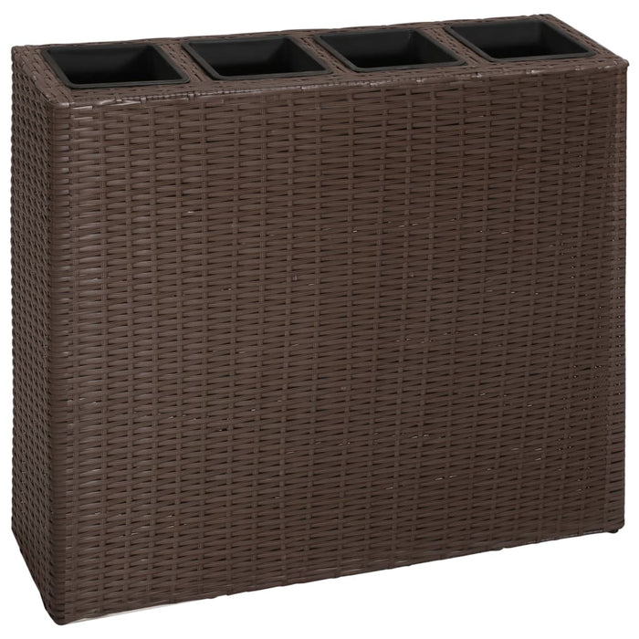 vidaXL Garden Raised Bed with 4 Pots Poly Rattan Brown