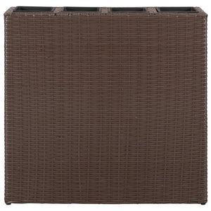 vidaXL Garden Raised Bed with 4 Pots Poly Rattan Brown