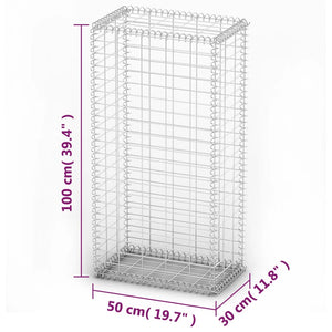 vidaXL Gabion Basket with Lids Galvanised Wire 100 x 50 x 30 cm