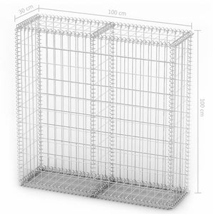 vidaXL Gabion Basket with Lids Galvanised Wire 100 x 100 x 30 cm