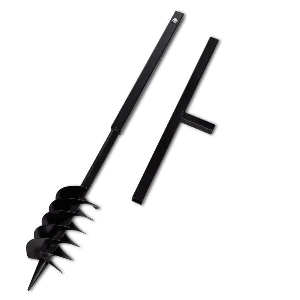 Ground Drill with Handle Auger Bit 120 mm Double Spirals Steel Black